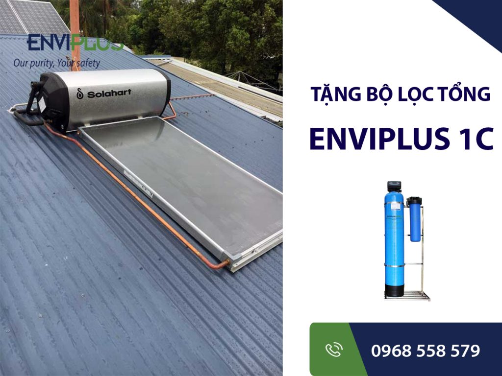 Tặng bộ lọc tổng Enviplus 1C khi mua Máy nước nóng năng lượng mặt trời Solahart 150L 