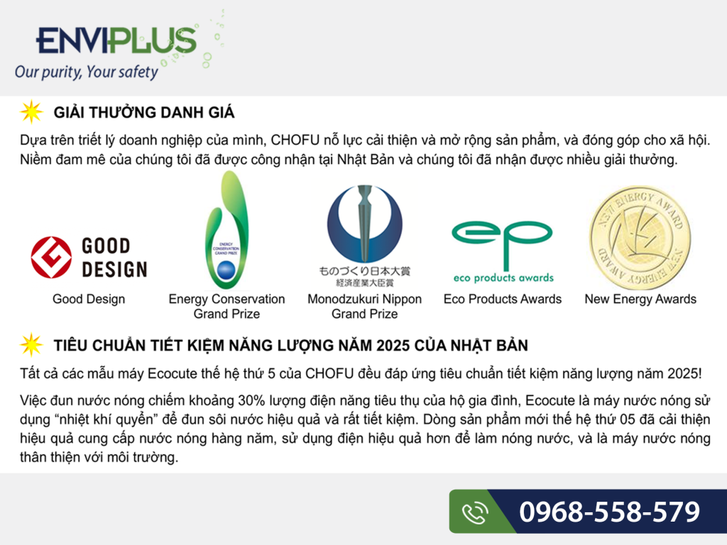 Ưu điểm của heat pump bơm nhiệt Chofu